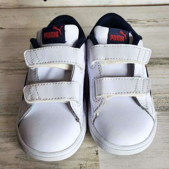 Puma Smash V2 'White Peacoat' (365174-37) White Blue Sneakers Toddler Size 10C - Picture 6 of 11